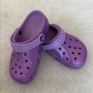 Crocs Kids Glitter Clogs - Purple (Orchid) 11T
